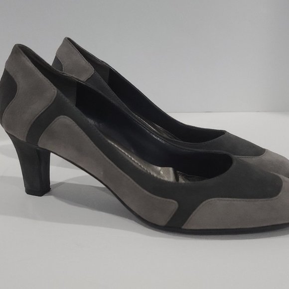 NEW ✅ Easy Spirit 2-Tone Grey / Charcoal Grey Nubuck Suede Heel Shoes 8W ✨ NEW - Picture 4 of 15